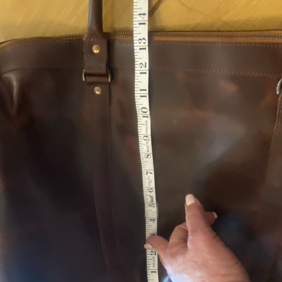 Leather Weekender Mahi Columbus Brown Tote Bag New Shoulder Strap - Picture 14 of 16